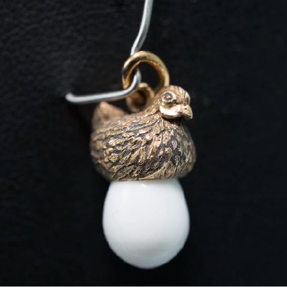 Antique fabrege egg pendent in 14 k gold . - Picture 6 of 7